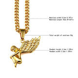 NYUKI 7 Style Fashion Golden Angel Pendant Choker Necklace With 75cm Chain Hip Hop Holy Angels With Gift Box For Men/Women Gift