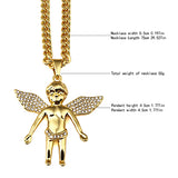 NYUKI 7 Style Fashion Golden Angel Pendant Choker Necklace With 75cm Chain Hip Hop Holy Angels With Gift Box For Men/Women Gift