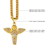 NYUKI 7 Style Fashion Golden Angel Pendant Choker Necklace With 75cm Chain Hip Hop Holy Angels With Gift Box For Men/Women Gift
