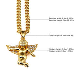 NYUKI 7 Style Fashion Golden Angel Pendant Choker Necklace With 75cm Chain Hip Hop Holy Angels With Gift Box For Men/Women Gift