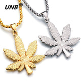 UNB 2017 New Gold Silver Plated Cannabiss Small Weed Herb Charm Necklace Maple Leaf Pendant Necklace Hip Hop Jewelry Wholesale