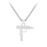 Hip hop long necklace Gold Rose Plated Pistol Uzi Gun 50cm Chain Pendants & Necklaces Men/Women HipHop Maxi Necklace Men Jewelry