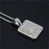 UWIN Men's Hip Hop Jewelry Lced Out Full Rhinestone Pendant Silver Gold Color Square Luxury Crystal Punk Pendant Necklace