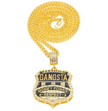 Hot Selling Hip hop Jewelry GANGSTA Medal Shield Rhinestones Badge Pendant Necklace Europe And The United States For Men