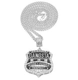 Hot Selling Hip hop Jewelry GANGSTA Medal Shield Rhinestones Badge Pendant Necklace Europe And The United States For Men