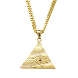UWIN Men Women Gold Eye Of Horus Pendant Stainless Steel Gold Color Egyptian pyramid Hip hop Necklace Fashion Punk Jewelry