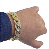 Uwin Charm Sand Blast Bracelet Cuban Chain Gold&Silver Stone Hiphop Men Bling 8.5'' Bracelets Fashion Jewelry Wholesale Gifts