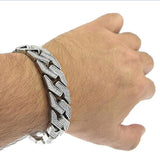 Uwin Charm Sand Blast Bracelet Cuban Chain Gold&Silver Stone Hiphop Men Bling 8.5'' Bracelets Fashion Jewelry Wholesale Gifts