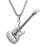 U7 Guitar Necklace For Men/Women Music Lover Gift Black/Gold Color Stainless Steel Pendant & Chain Hip Hop Rock Jewelry P810