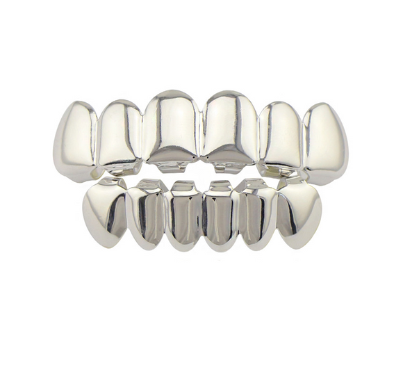 Silver 6 Grillz Top & Bottom